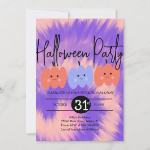 Invitation Halloween Tie Dye Citrouille main tirée