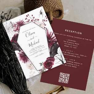 Invitation Halloween tout en un QR Code Goth Mariage