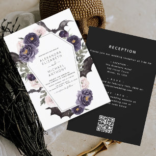 Invitation Halloween tout en un QR Code Mariage gothique
