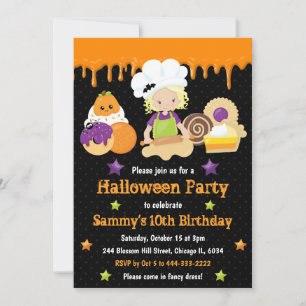 Invitation Halloween Traitements Baking Anniversaire