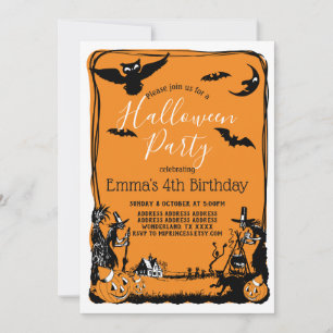 Invitation Halloween, Tricoter ou Traiter, automne, invitatio