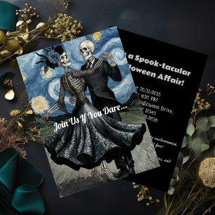Invitation Halloween Van Gogh Starry Skeletons de nuit Danser