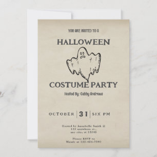 Invitation Halloween Vintage Fantôme Simple