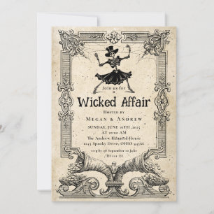 Invitation Halloween Vintage Gothique crâne de Wicked Affair