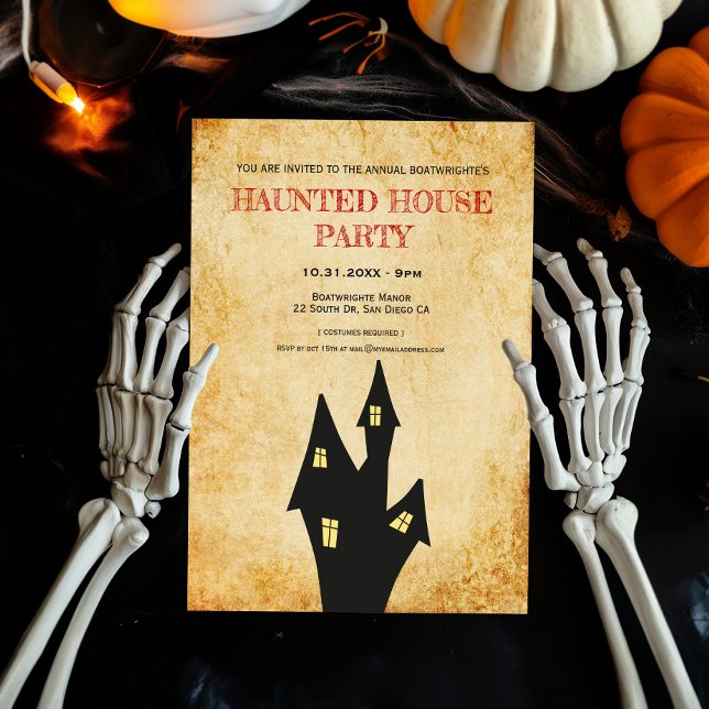 Invitation Halloween vintage Haunted house party (Créateur téléchargé)