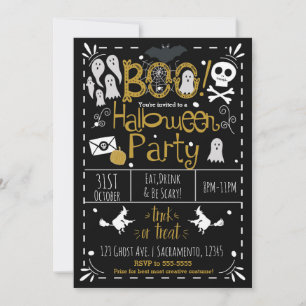 Invitation Halloween Whimsical Hand Drame Costume Party