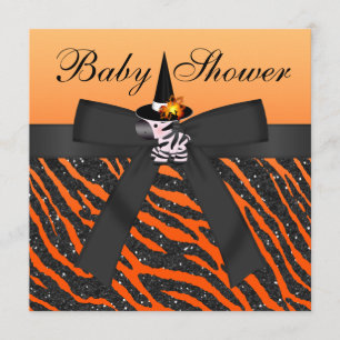 Invitation Halloween Zebra & Baby shower Poster de animal