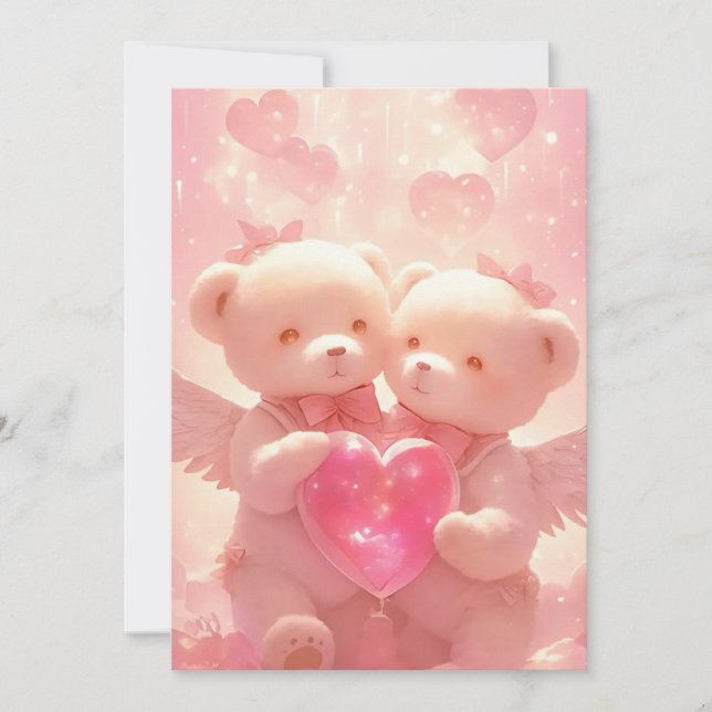 Invitation Halo of Love : Romantic Angel Teddy Mariage Invita (Devant)