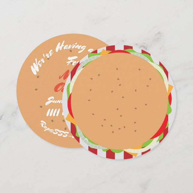 Invitation Hamburger cheeseburger mignon café (Devant / Derrière)