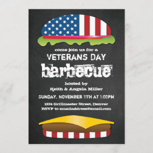 Invitation Hamburger patriotique de BBQ de jour de vétérans