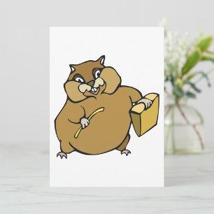 Invitation Hamster de dessin animé marron avec du fromage