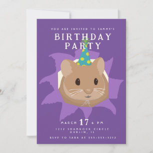 Invitation Hamster mignon d'anniversaire regardant à travers