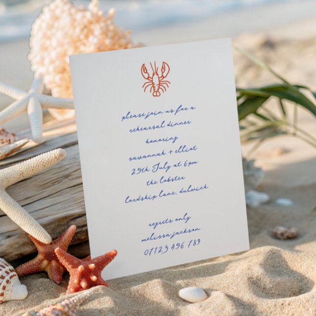 Invitation Hand Drawn Lobster Wedding Rehearsal Dinner (Créateur téléchargé)