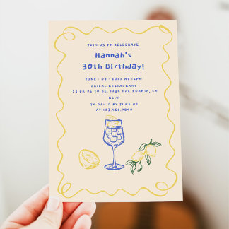 Invitation Hand Drawn Summer Adult 30th Birthday
