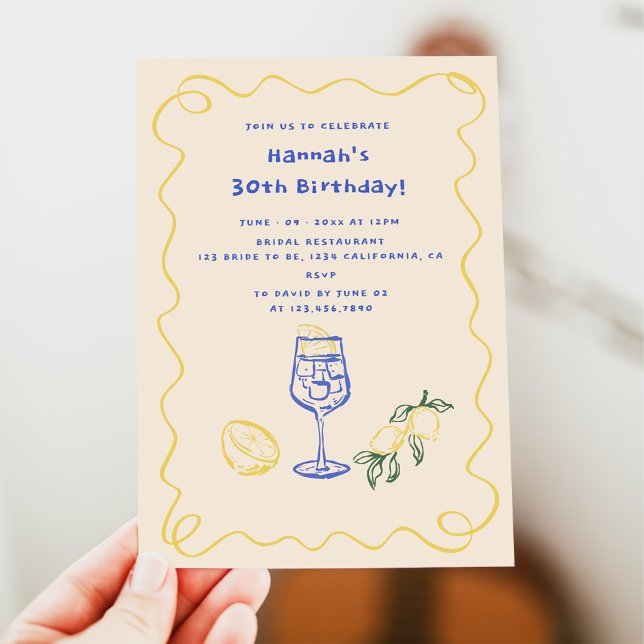Invitation Hand Drawn Summer Adult 30th Birthday  (Créateur téléchargé)