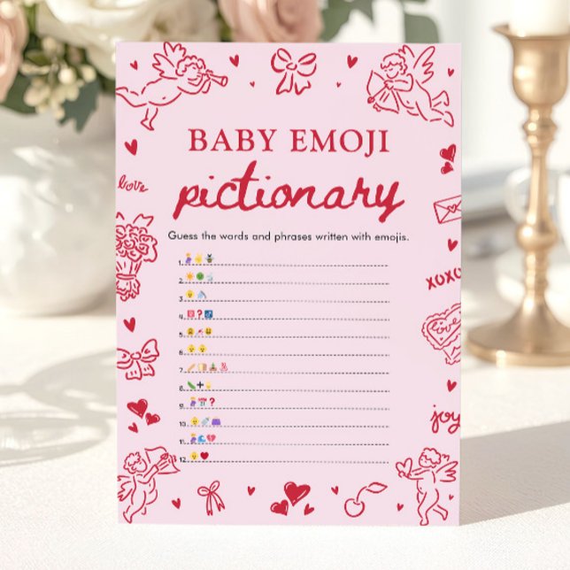 Invitation Hand Drawn Valentine Baby Emoji Pictionary Game (Hand Drawn Valentine Baby Emoji Pictionary Game)