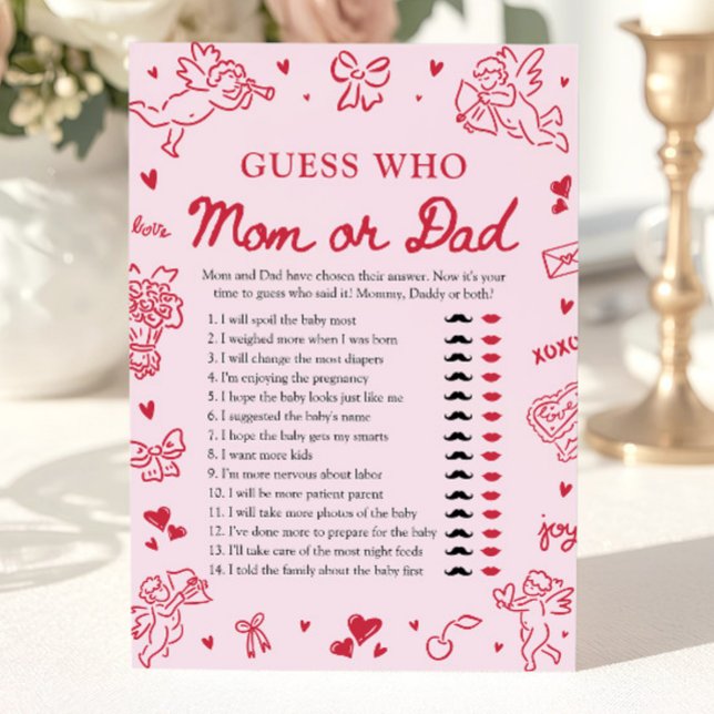 Invitation Hand Drawn Valentine Guess Who Mom or Dad Game (Hand Drawn Valentine Guess Who Mom or Dad Game)