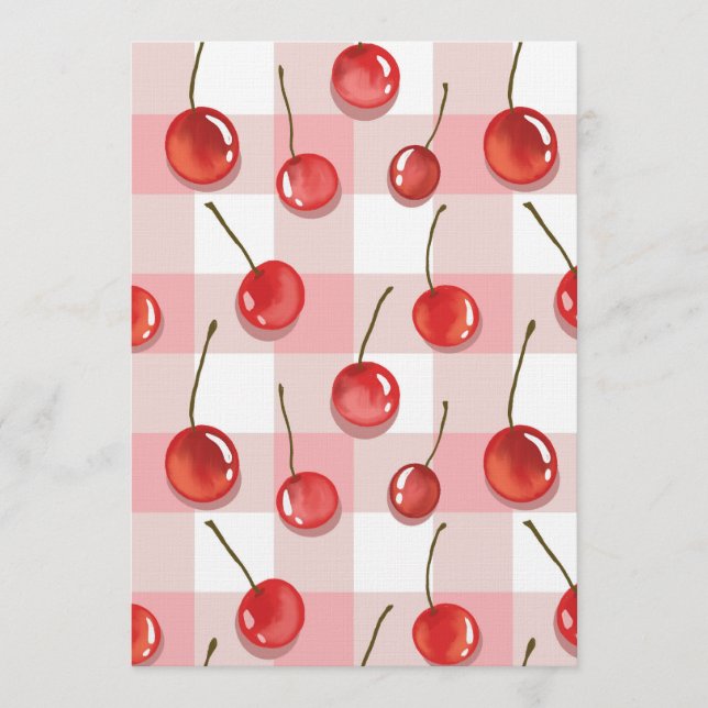 Invitation Hand-Painted Red Cherries Seamless Pattern (Devant)