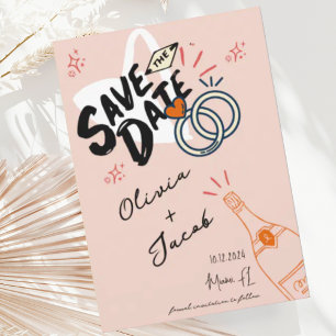 Invitation Hand trendy Drawn Peach Scribble Fun Enregistrer l