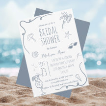 HandDrawn Beach Doodle Illustrations Bridal Shower
