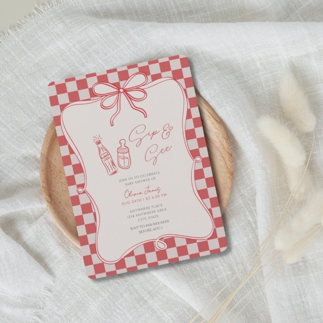 Invitation Handrawn, Sip and see baby shower (Créateur téléchargé)