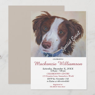 INVITATION HANDSOME SETTER PUPPY SOUHAITE HEUREUX ANNIVERSAIR