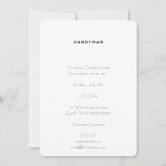 Invitation Handyman [Style Letterpress] (Devant)