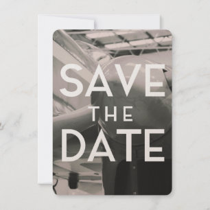 Invitation Hangar d'avions vintage pour Sauvegarder la Date