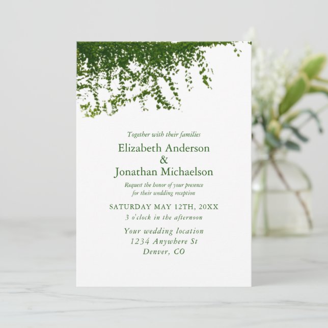 Invitation Hanging Ivy Greenery Réception de mariage (Debout devant)