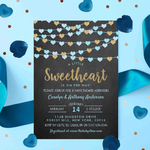 Invitation Hanging Love Hearts Petit Baby shower amoureux