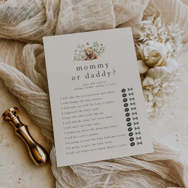 Invitation HANNAH Bear Devine Qui Maman Papa Baby shower Jeu (HANNAH Bear Guess Who Mommy Daddy Baby Shower Game Invitation)