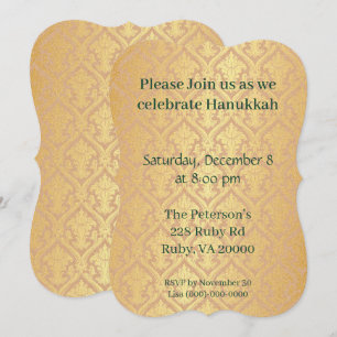 Invitation Hanoukka Gold et Emerald green