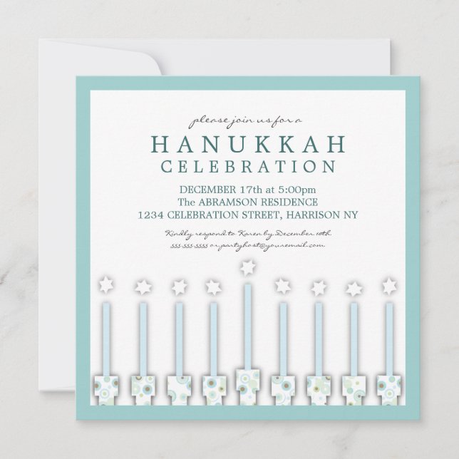 Invitation Hanoukka Menorah avec bougies à Polka Dot (Devant)