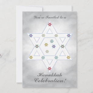 Invitation Hanoukka Star et Flammes de neige Célébration Arge