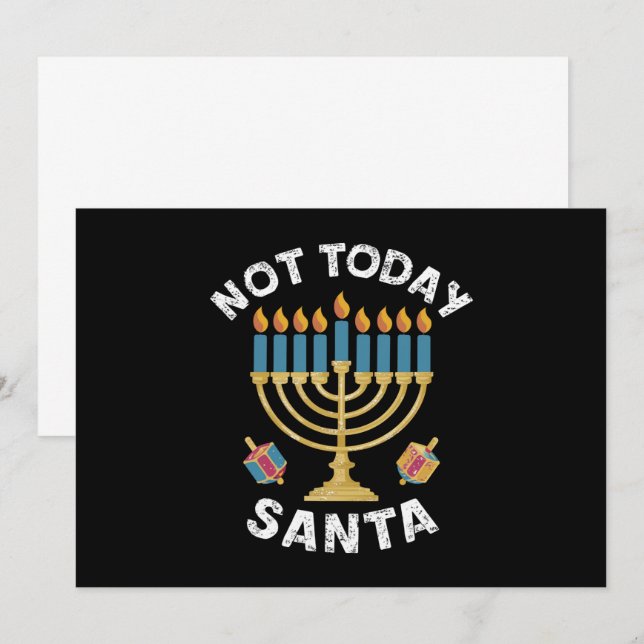 Invitation Hanukkah Pas aujourd'hui le Père Noël juif Chanuka (Devant / Derrière)