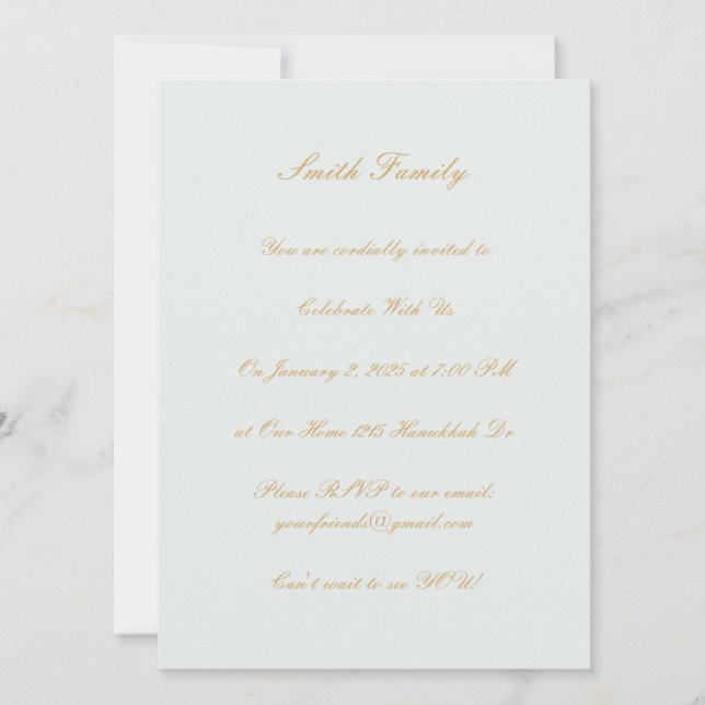Invitation Hanukkah personnalisable  (Devant)