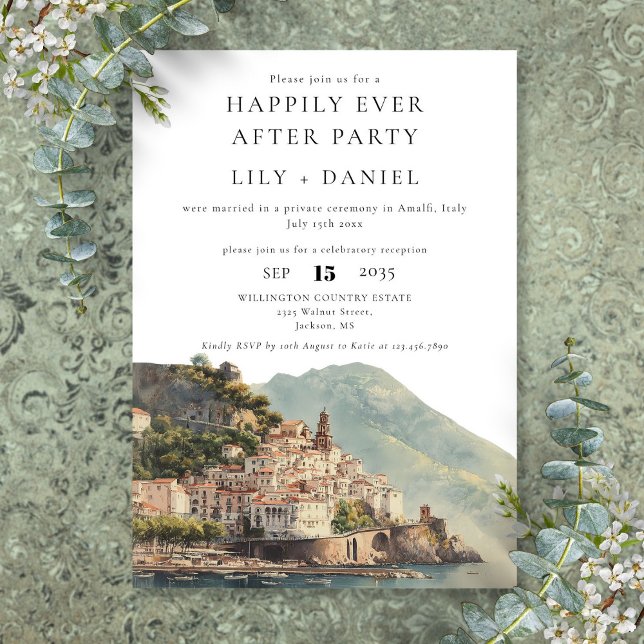 Invitation Happily Ever After Amalfi Italy Wedding (Happily Ever After Amalfi Italy Wedding Invitation)
