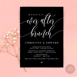 Invitation Happily Ever After Elopement Brunch, Élégant Noir