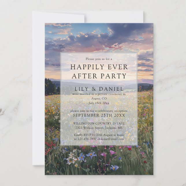 Invitation Happily Ever After Floral Wildflower Wedding (Devant)
