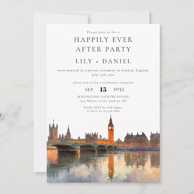 Invitation Happily Ever After London Wedding (Devant)