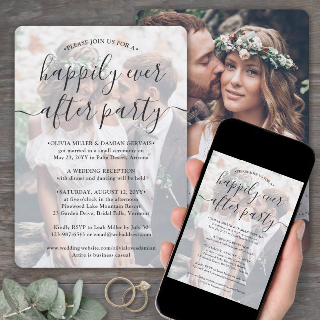 Invitation Happily Ever After Party 2 Photo Overlay Wedding (Créateur téléchargé)
