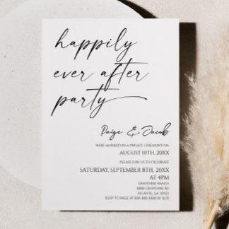 Invitation Happily Ever After Party Minimal Wedding Reception