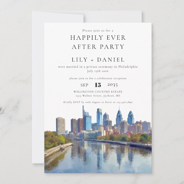 Invitation Happily Ever After Philadelphia Wedding (Devant)