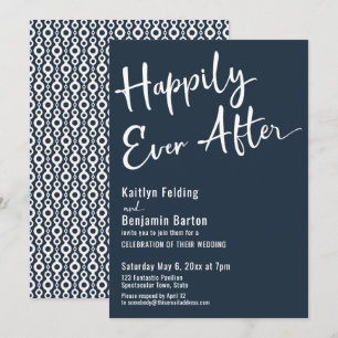 Invitation Happily Ever After Typographie Gras Blanc sur Fond