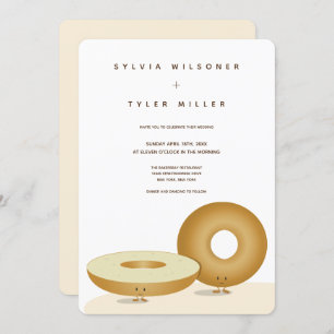 Invitation Happy Bagel Mariage blanc Brown crème verticale