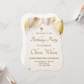 Invitation Happy Birthday Balloon Invite – Bright & Cheerful