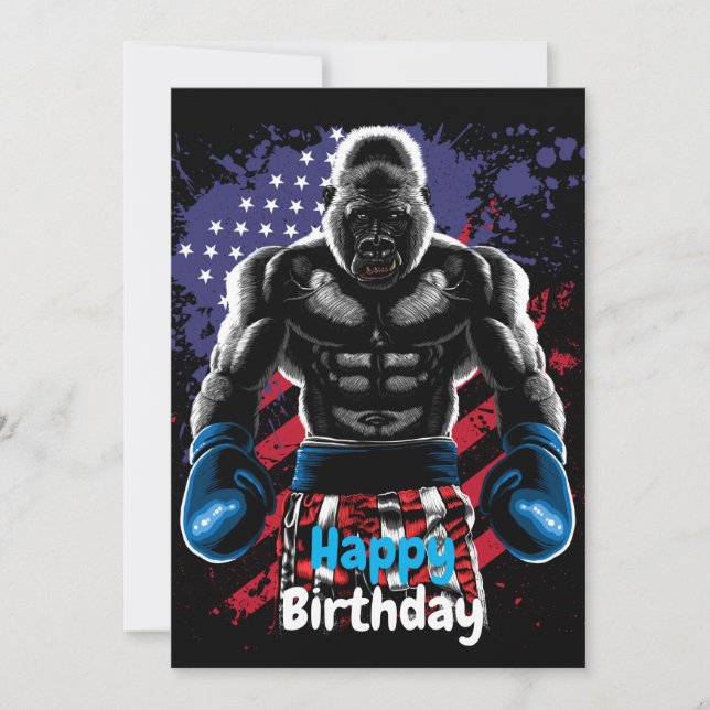 Invitation Happy Birthday boxer gorilla (Devant)