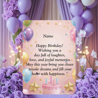 Invitation  Happy Birthday Card - Joyful Wishes, Balloons & C