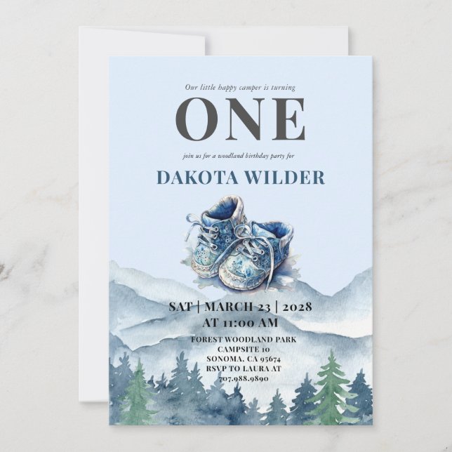 Invitation Happy Camper 1er Anniversaire Camping Party (Devant)