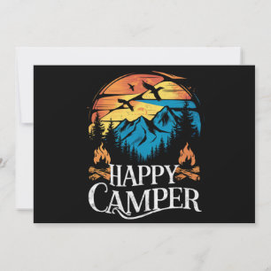 Invitation Happy Camper Retro Vintage Matching Camping Crew